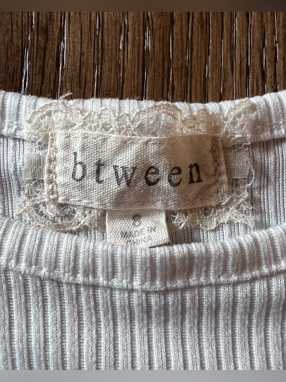 btween White Ribbed Twist-Front Top with Ruffle Trim - Picture 2 of 8